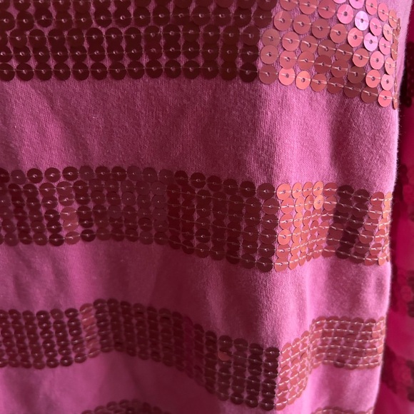 Quacker Factory Pink Sequin Striped Blouse - Picture 3 of 4